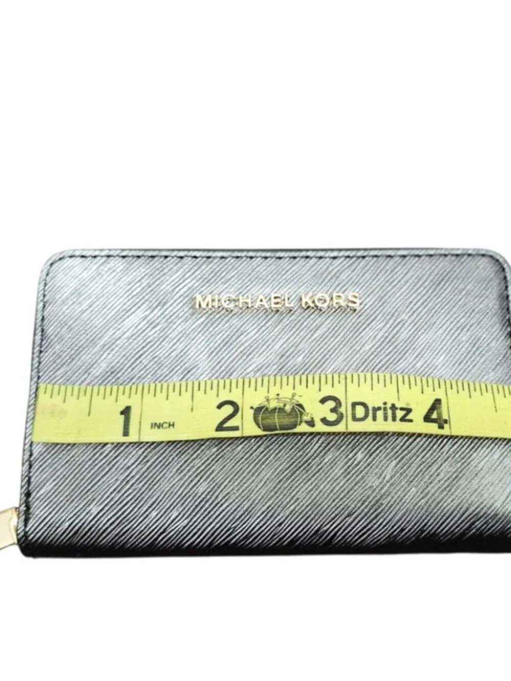 Michael Kors Jet Set Zip Around Wallet Small Saffiano Leather NWT Gold Logo